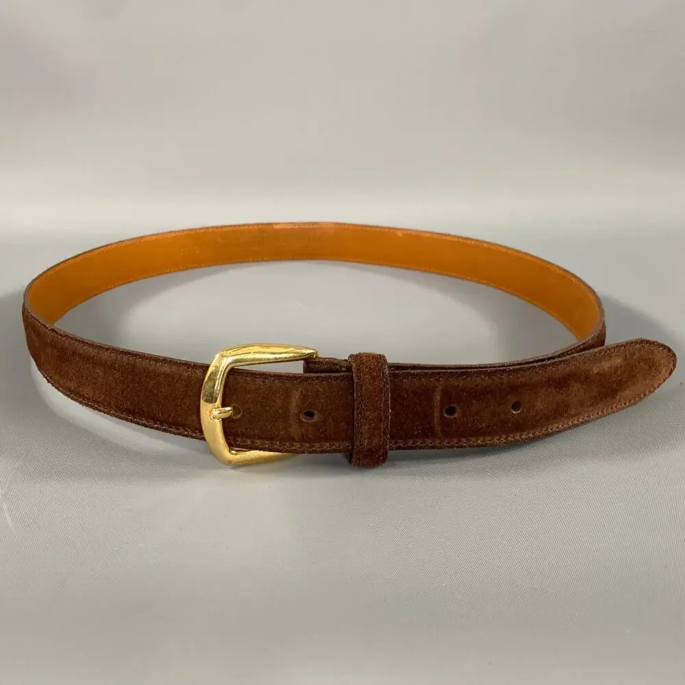 COLE HAAN Size 38 Brown Textured Suede Belt